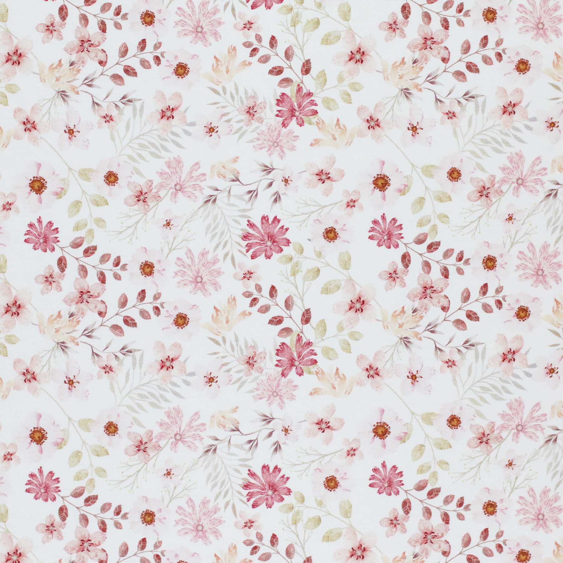 Poplin Katoen Digitale Print - Pastel Bloem Roze
