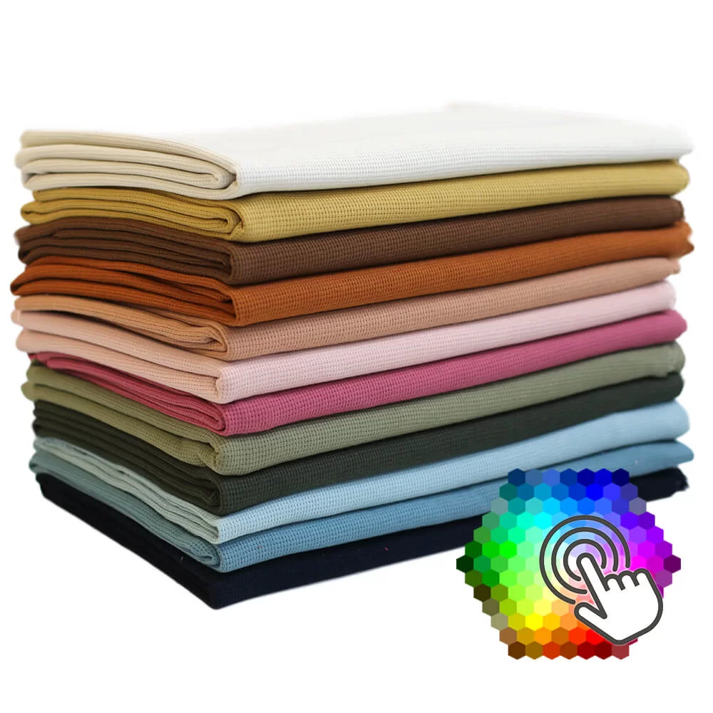 Tessuto Jersey Di Waffle Piqué 12 Colori 1 Metri Pacchetto Tessuto Jersey Di Waffle Piqué 12 Colori 1 Metri Pacchetto