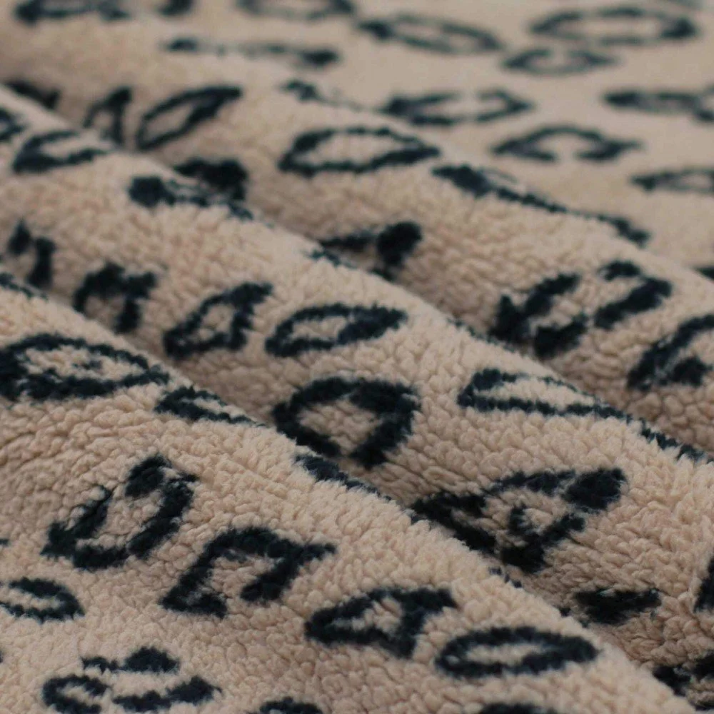 Leopard Teddy Fabric Dark Beige Leopard Teddy Fabric Dark Beige