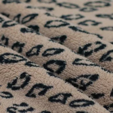 Leopard Teddystoff Dunkel Beige  - (Teddystoffe)