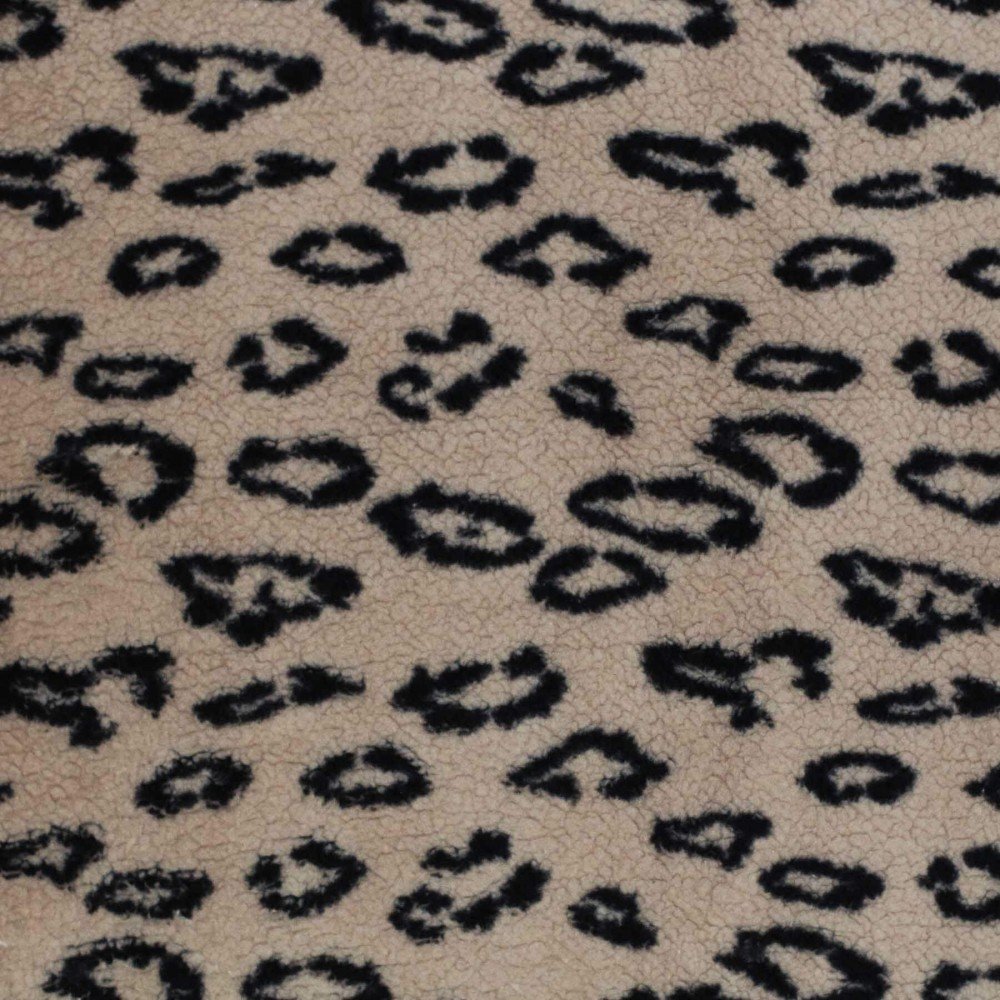 Tessuto Pelliccia D'Agnello Sintetica Leopardo Beige Scuro