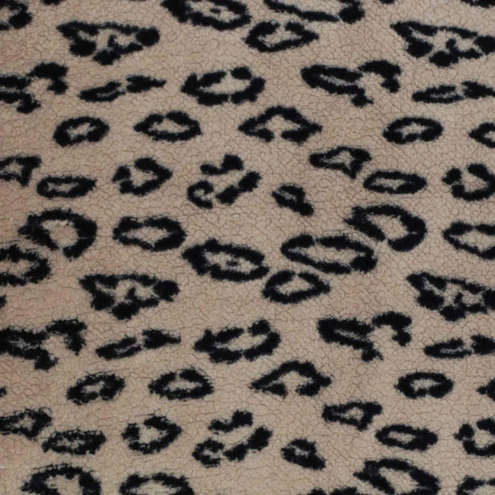 Leopard Teddy Fabric Dark Beige Leopard Teddy Fabric Dark Beige
