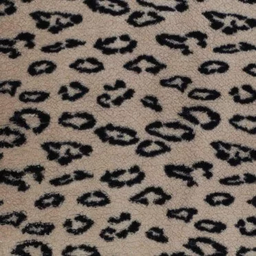 Leopard Teddystoff Dunkel Beige  - (Teddystoffe)