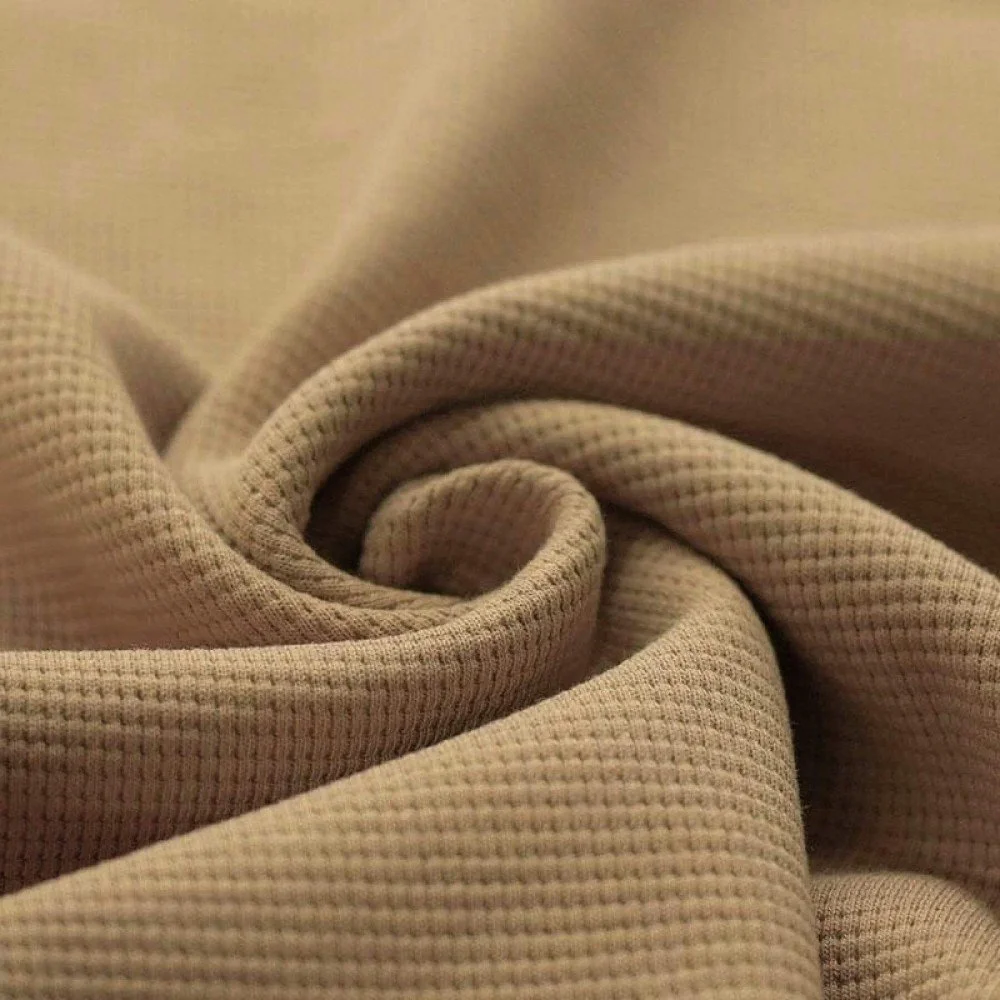 Waffle Knit Jersey Fabric Cacao