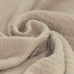 Tissu Double Gaze De Coton Beige Foncé