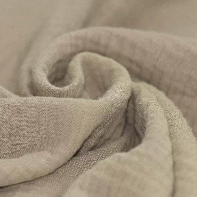 Baumwoll Musselin Stoff Dunkel Beige - (Dekostoffe)