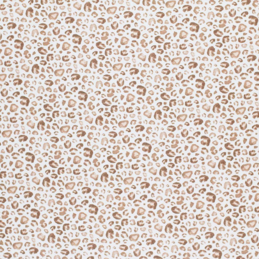 Bomuldjersey Digital Print - Leopardtryk Lys Beige