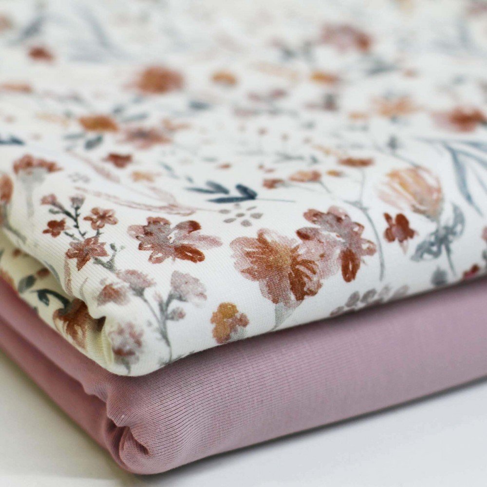Bomuldjersey Digital Print - Vand Blomst