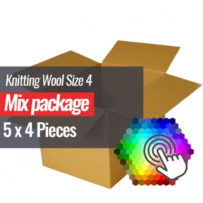 Strickwolle Paket 5 Farben 4 Stück Nadelstärke 4  - (Wolle Strickgarn Nadel Größe 4)