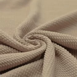 Tessuto Jersey Motivi a Treccia Mini Beige Scuro Tessuto Jersey Motivi a Treccia Mini Beige Scuro