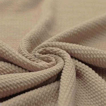 Mini Kabel Jersey Stof Donker Beige  - (Jersey Stoffen)