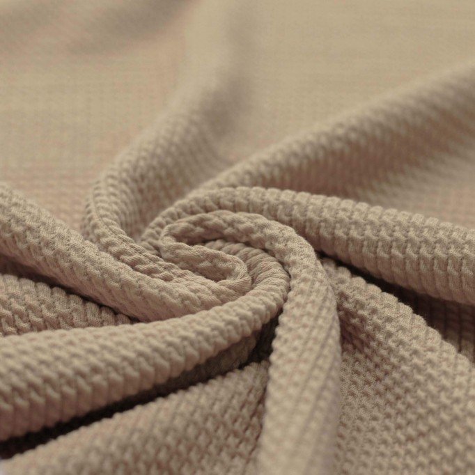 Mini Kabel Jersey Stof Donker Beige  - (Jersey Stoffen)