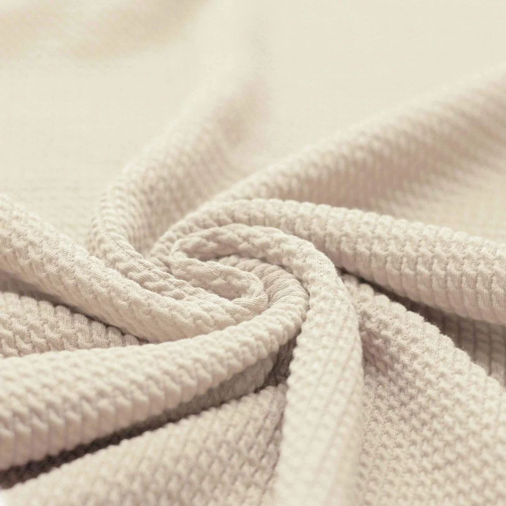 Mini Cable Jersey Fabric Natural Beige 