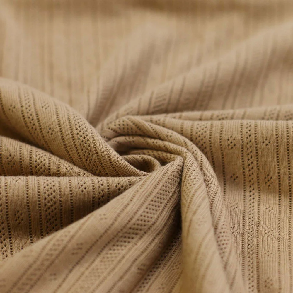 Pointelle Jersey Stof (Strepen) Cacao