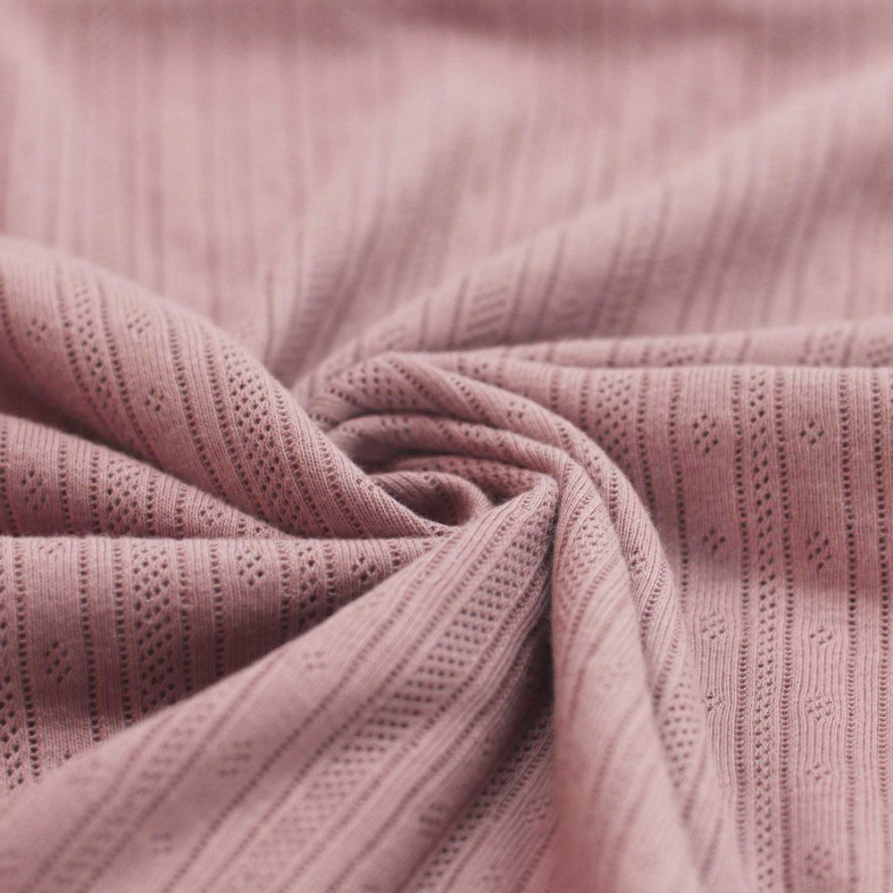 Pointoille Bomuldsjersey Stof (Striber) Gammel Pink