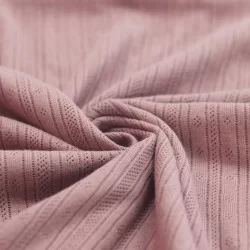 Dzianina Jersey Pointelle (Paski) Stary Różowy Dzianina Jersey Pointelle (Paski) Stary Różowy