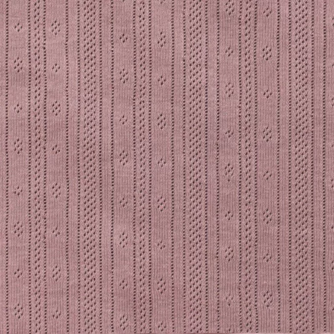 Pointelle Cotton Jersey Fabric (Stripes) Old Pink - (Jersey Fabrics)