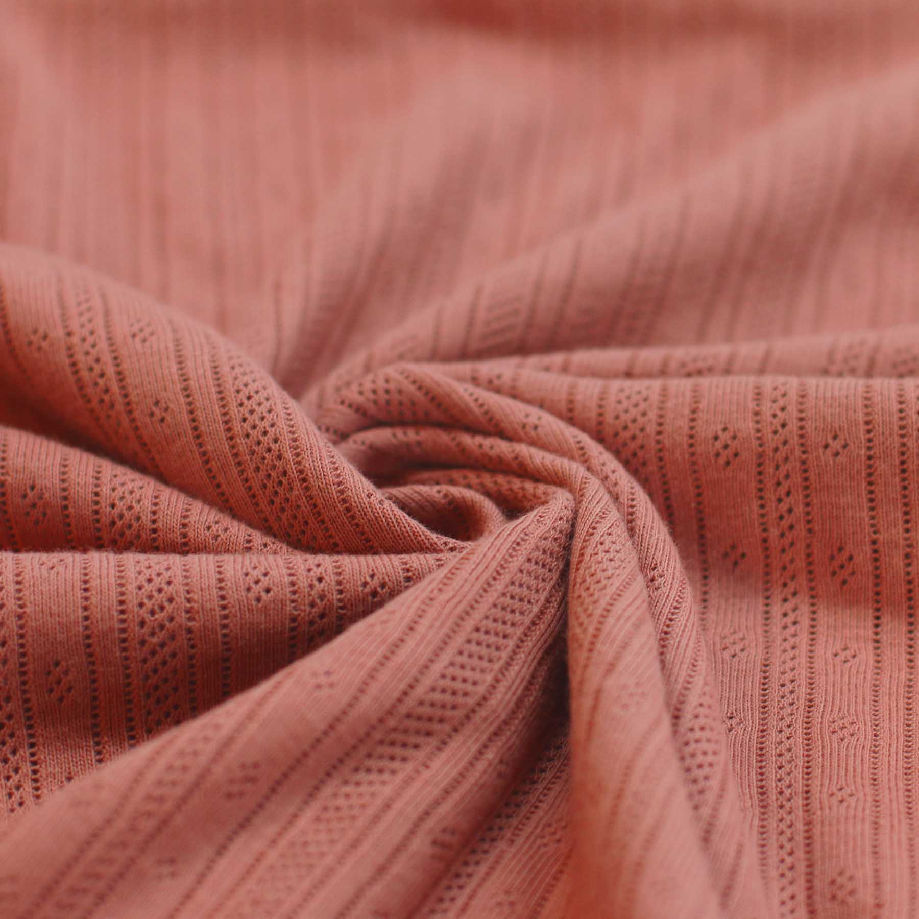 Pointelle Jersey Stof (Strepen) Klei Roze