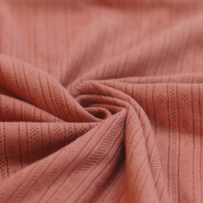 Tissu Jersey Pointoille (Rayures) Rose Argile - (Tissus Jersey)