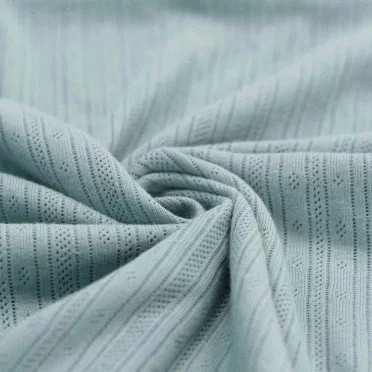Pointelle Cotton Jersey Fabric (Stripes) Sea Green - (Jersey Fabrics)