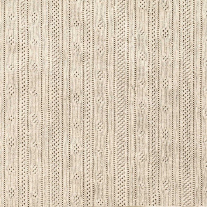Pointelle Cotton Jersey Fabric (Stripes) Natural Beige  - (Jersey Fabrics)