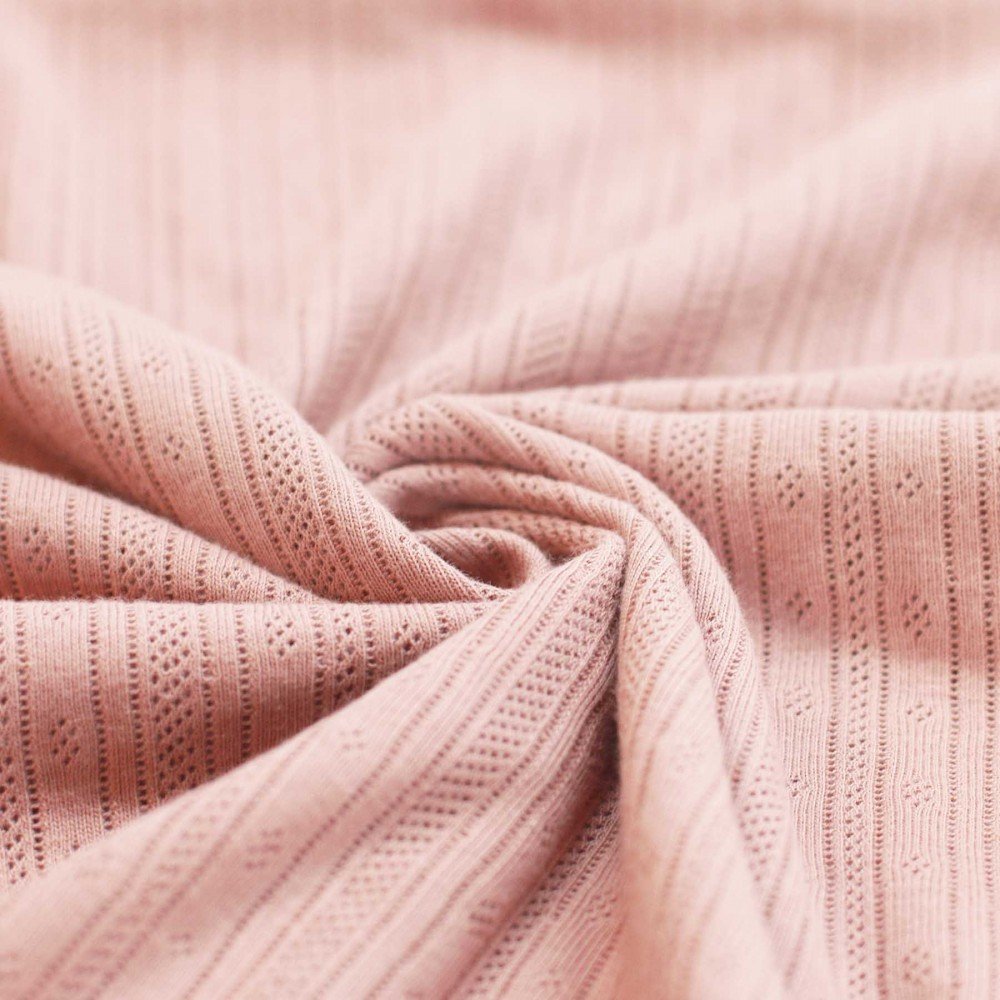 Pointoille Bomuldsjersey Stof (Striber) Nude Pink