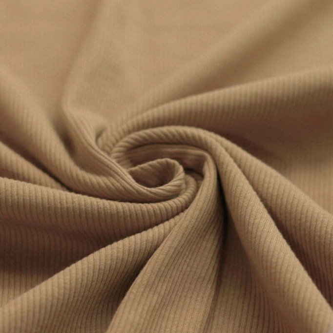 Tissu Maille Tricot Côtelé Cacao - (Tissus Jersey)