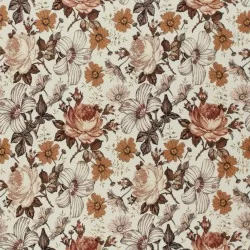 Jersey Di Cotone Stampa Digitale - Giardino Inglese Cacao Jersey Di Cotone Stampa Digitale - Giardino Inglese Cacao