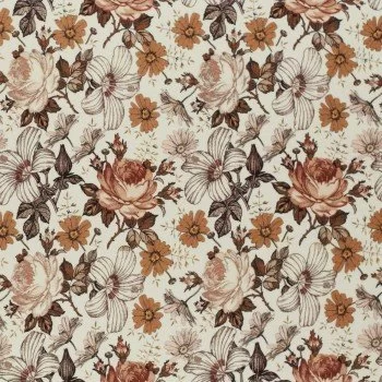 Jersey Cotton Fabric Digital Print - English Garden Cacao