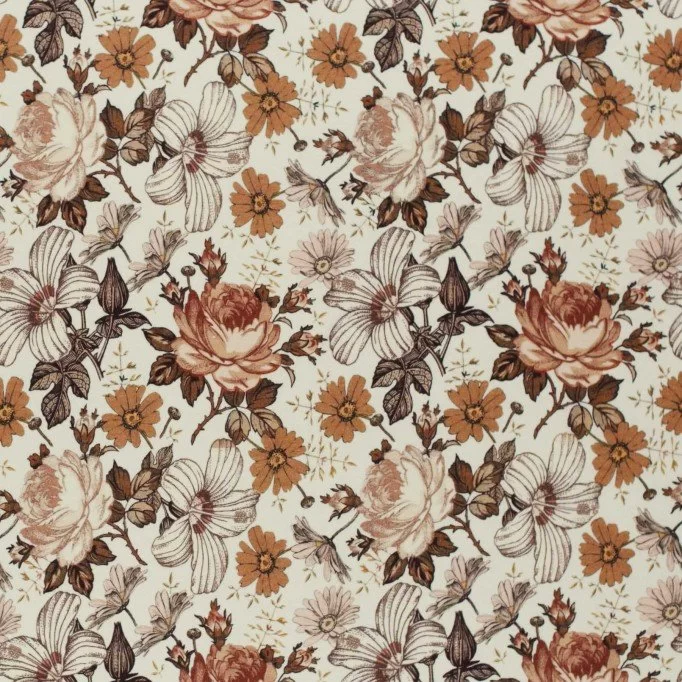 Cotton Poplin Digital Print - English Garden Cacao - (Cotton Poplin Printed)