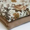 Jersey Cotton Fabric Digital Print - English Garden Cacao - (Jersey Cotton Fabric Digital Print)