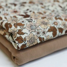 Baumwolljersey Digital - Vintage Blumen Kakao
