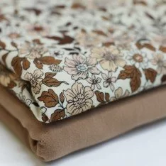 Baumwolljersey Digital - Vintage Blumen Kakao