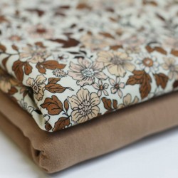 Jersey Cotton Fabric Digital Print - Vintage Floral Cacao