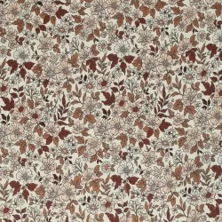 Jersey Di Cotone Stampa Digitale - Vintage Floreale Cacao Jersey Di Cotone Stampa Digitale - Vintage Floreale Cacao