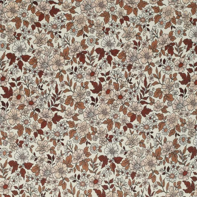 Jersey Di Cotone Stampa Digitale - Vintage Floreale Cacao Jersey Di Cotone Stampa Digitale - Vintage Floreale Cacao - (Jersey Di Cotone Digitale Stampata)