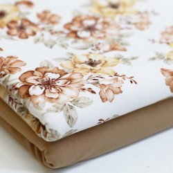 Jersey Cotton Fabric Digital Print - French Flower Cacao