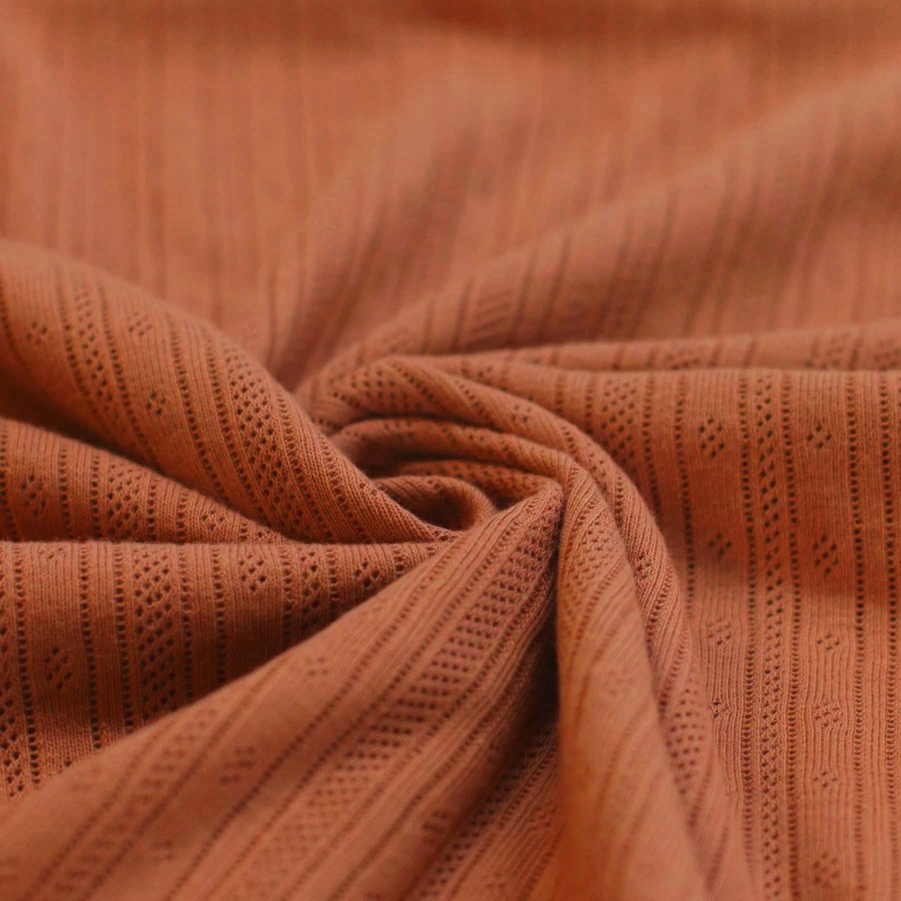 Pointoille Bomuldsjersey Stof (Striber) Cognac