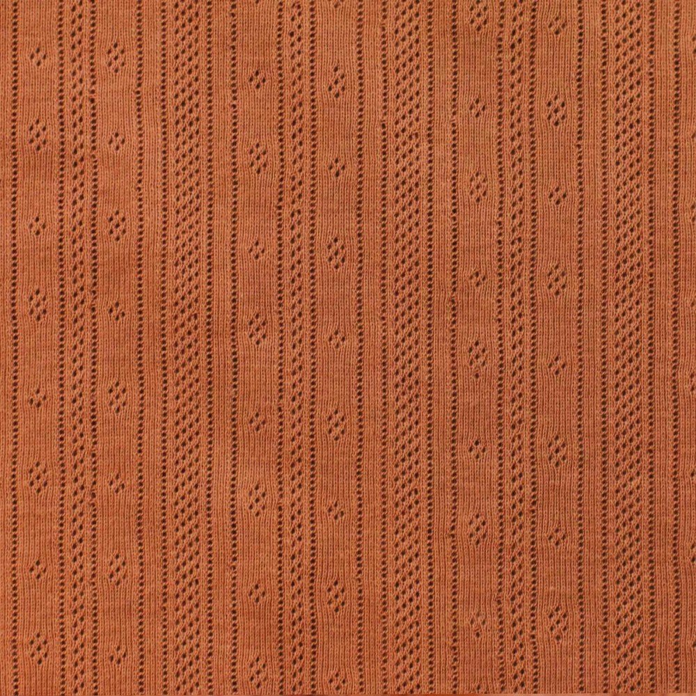 Pointelle Cotton Jersey (Stripes) Cognac Pointelle Cotton Jersey Fabric (Stripes) Cognac - (Jersey Fabrics)