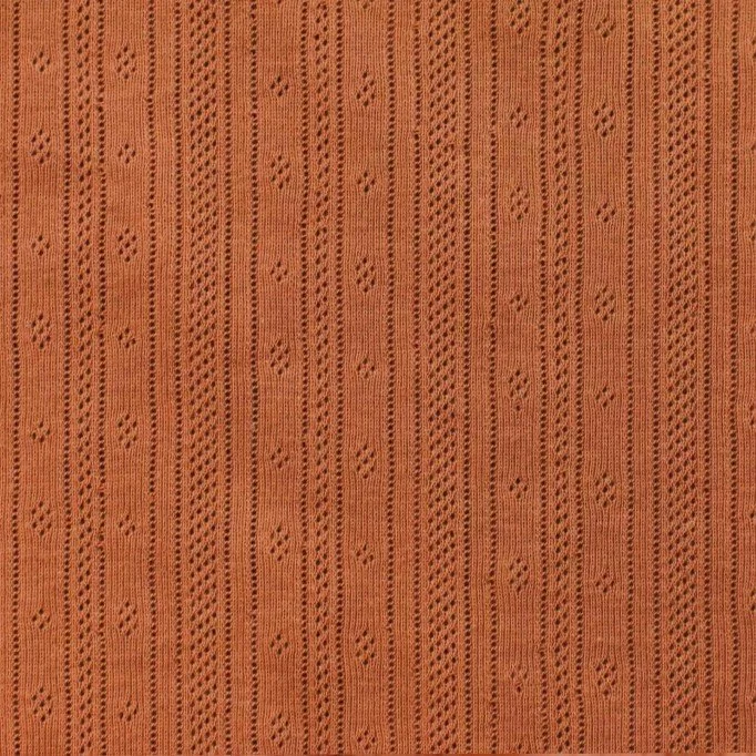 Pointoille Bomuldsjersey Stof (Striber) Cognac - (Jerseystoffer)
