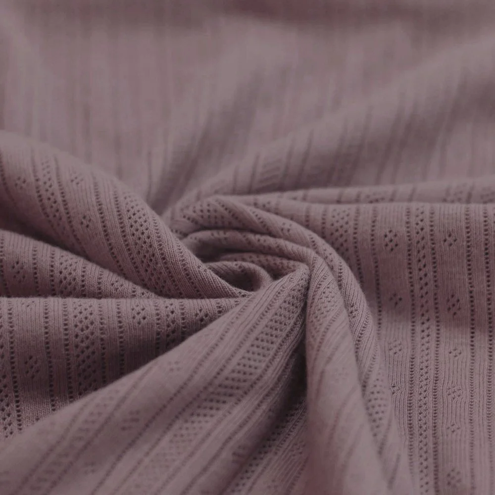 Pointelle Jersey Stof (Strepen) Oud Mauve