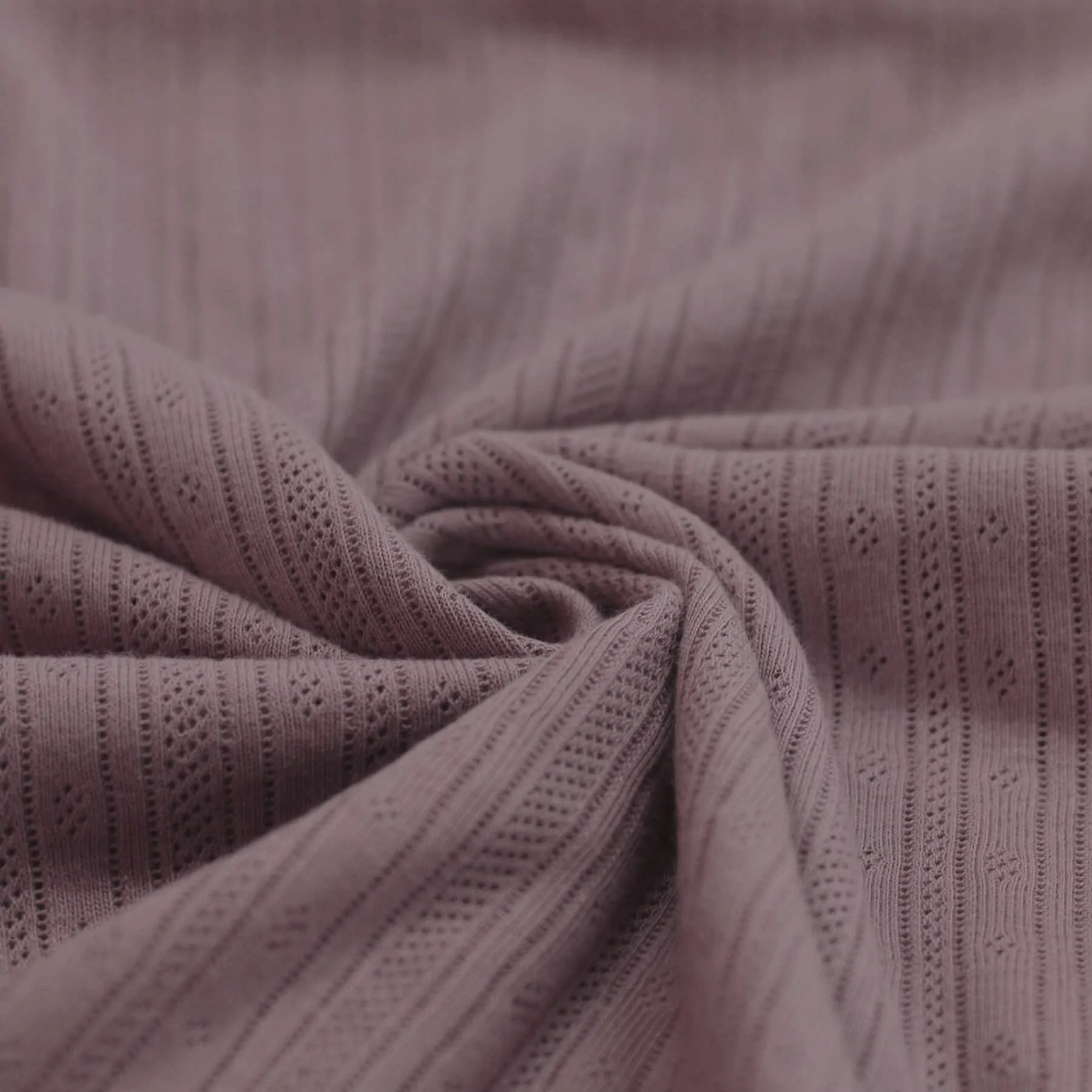 Pointelle Jersey Stof (Strepen) Oud Mauve
