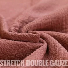 Tessuto Mussola Doppia Garza Stretch Argilla Rosa