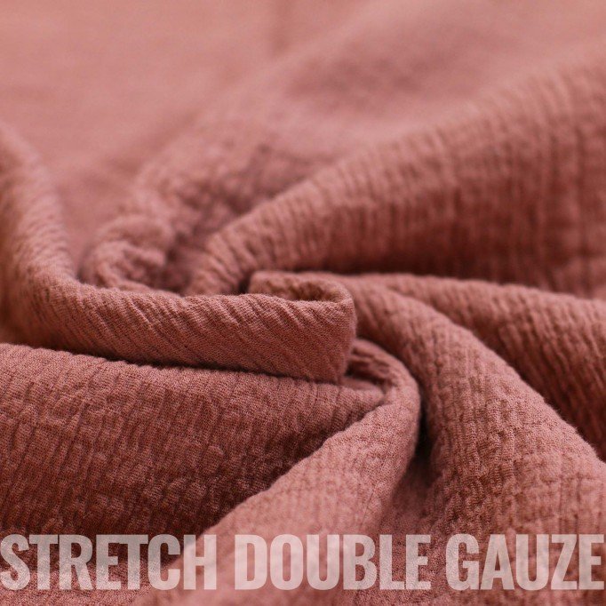 Tessuto Mussola Doppia Garza Stretch Argilla Rosa - (Deco Tessuti)
