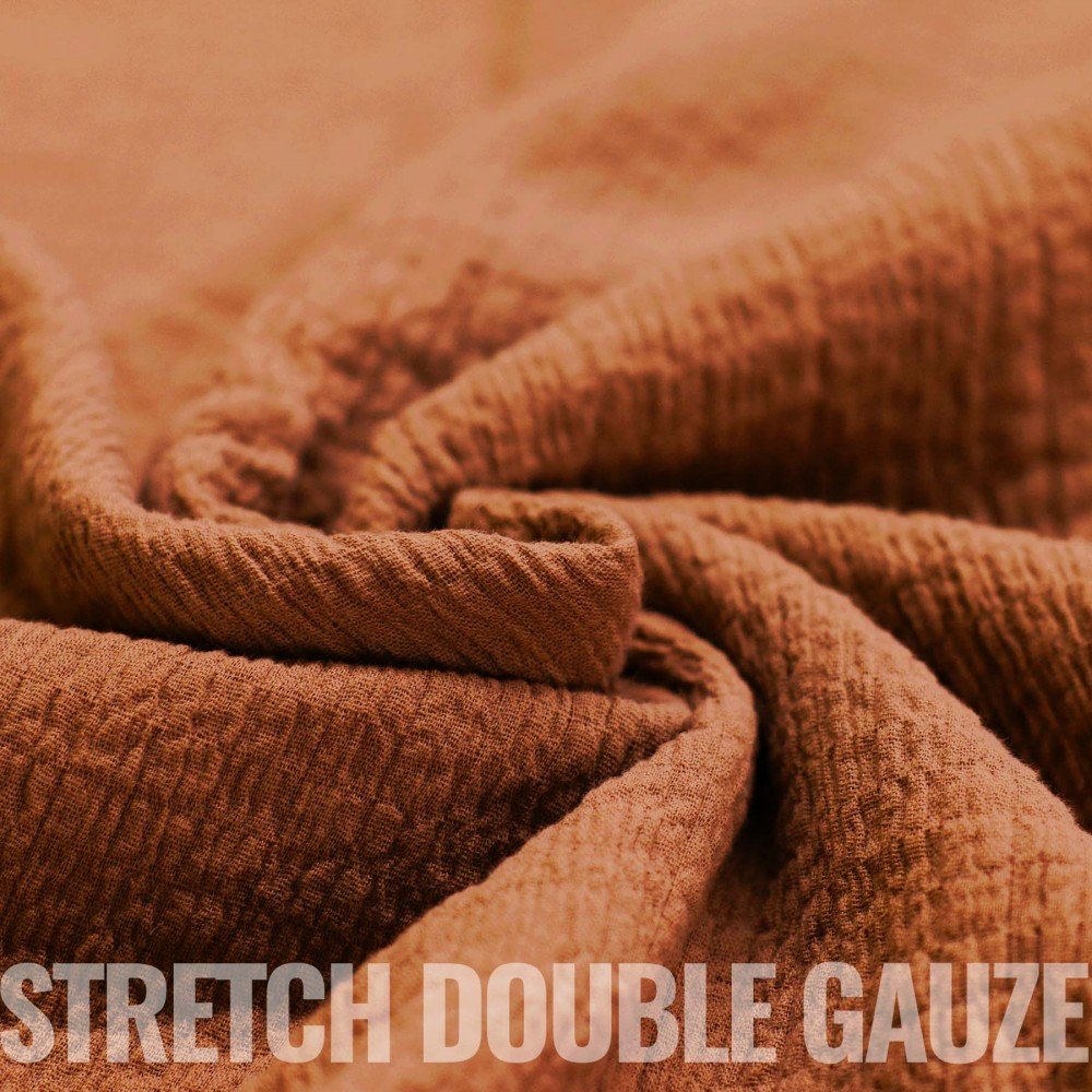 Stretch Musselin Stof Cognac