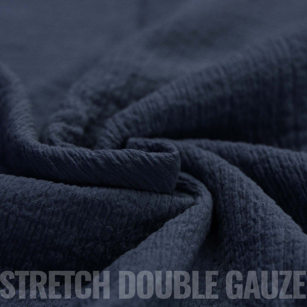 Stretch Musselin Stof Navy