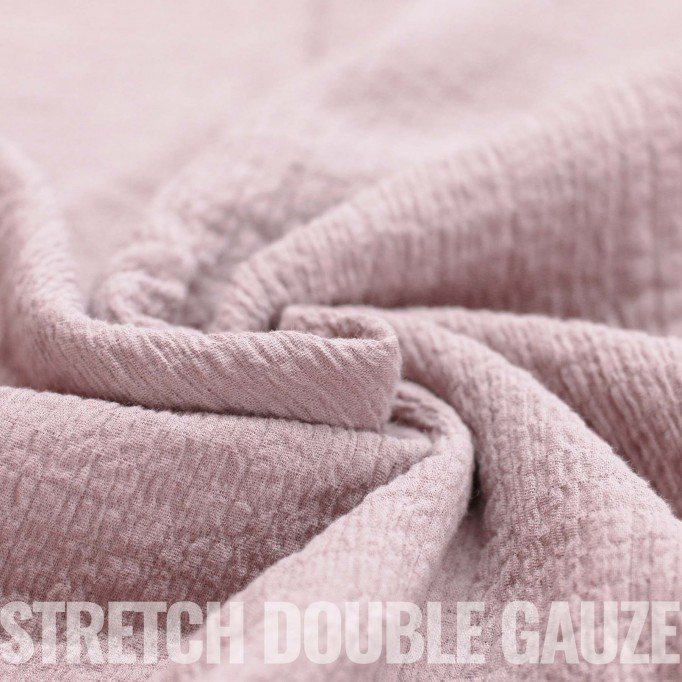 Tissu Double Gaze Stretch Vieux Rose - (Tissus Deco)