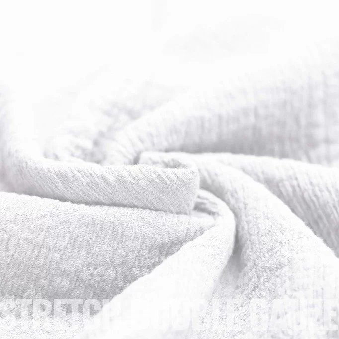 Tissu Double Gaze Stretch Blanc - (Tissus Deco)