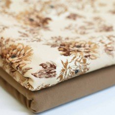 Jersey Coton Impression Numérique - Artistique Fleur Beige