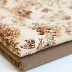 Jersey Cotton Fabric Digital Print - Artistic Flower Beige 
